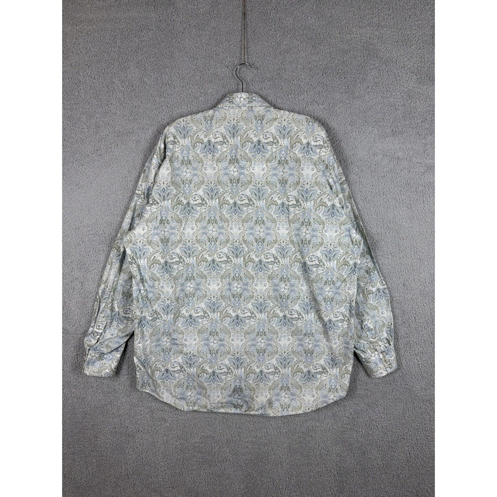 Stetson Shirt Mens 2XL‎ Blue Green Paisley Western Long Sleeve Pearl Snap Cotton - Picture 7 of 8